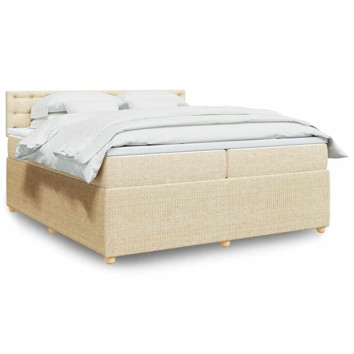 Pat box spring cu saltea, crem, 200x200 cm, textil - WALTI WALTI