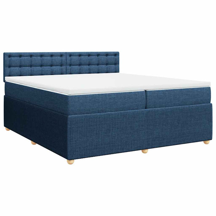 Pat box spring cu saltea, albastru, 200x200 cm, textil - WALTI WALTI