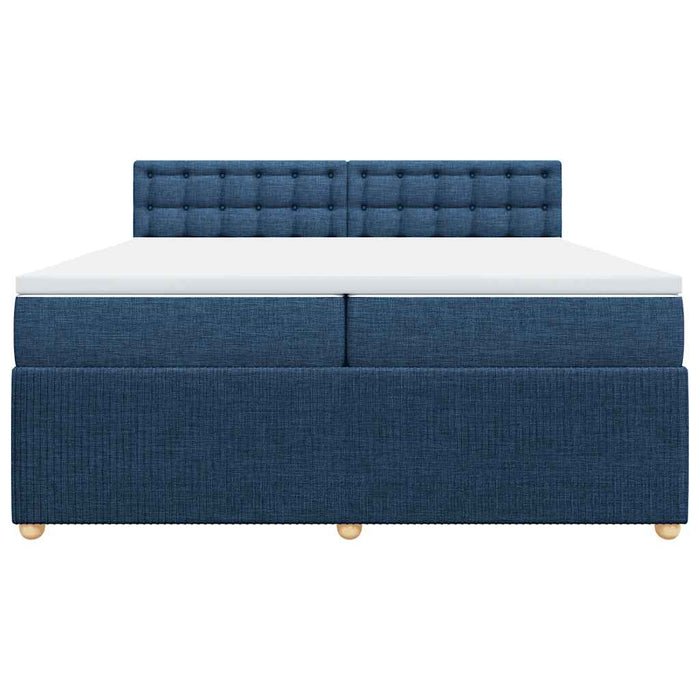 Pat box spring cu saltea, albastru, 200x200 cm, textil - WALTI WALTI