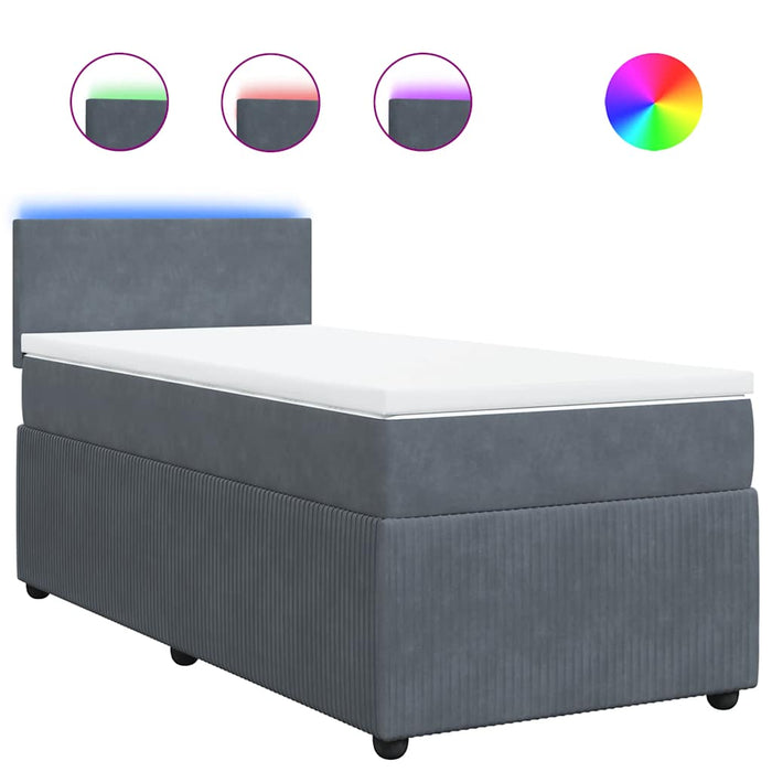 Pat box spring cu saltea, gri închis, 80x200 cm, catifea - WALTI WALTI