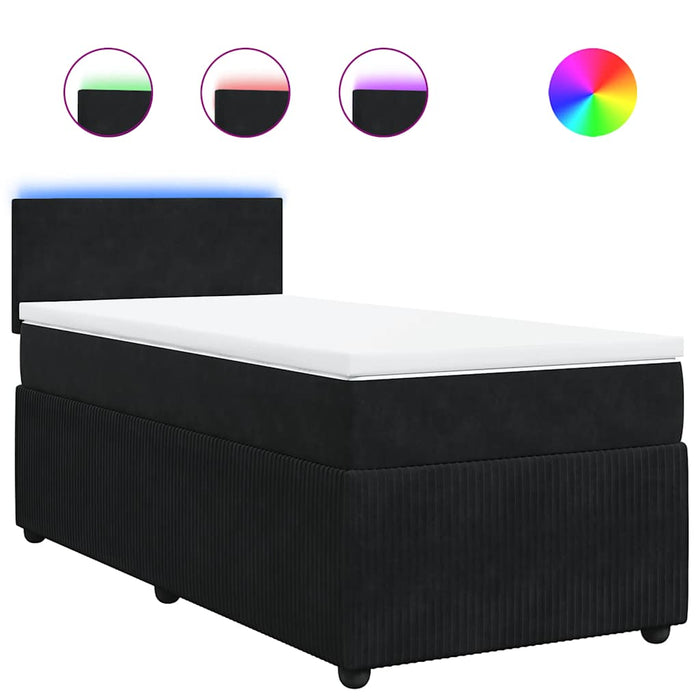 Pat box spring cu saltea, negru, 80x200 cm, catifea - WALTI WALTI