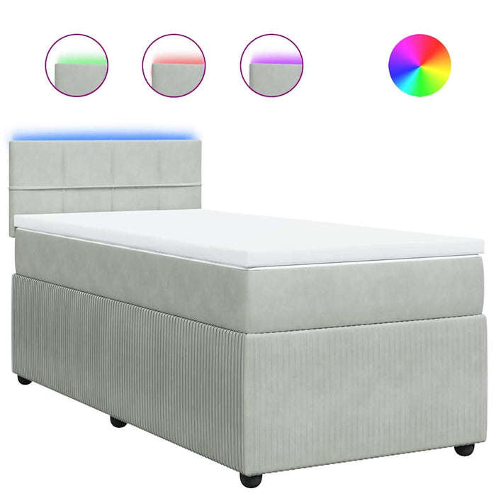 Pat continental cu saltea, gri deschis, 80x200 cm, catifea - WALTI WALTI