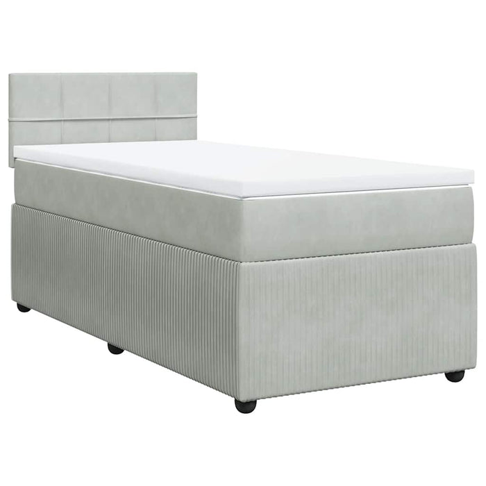Pat continental cu saltea, gri deschis, 80x200 cm, catifea - WALTI WALTI