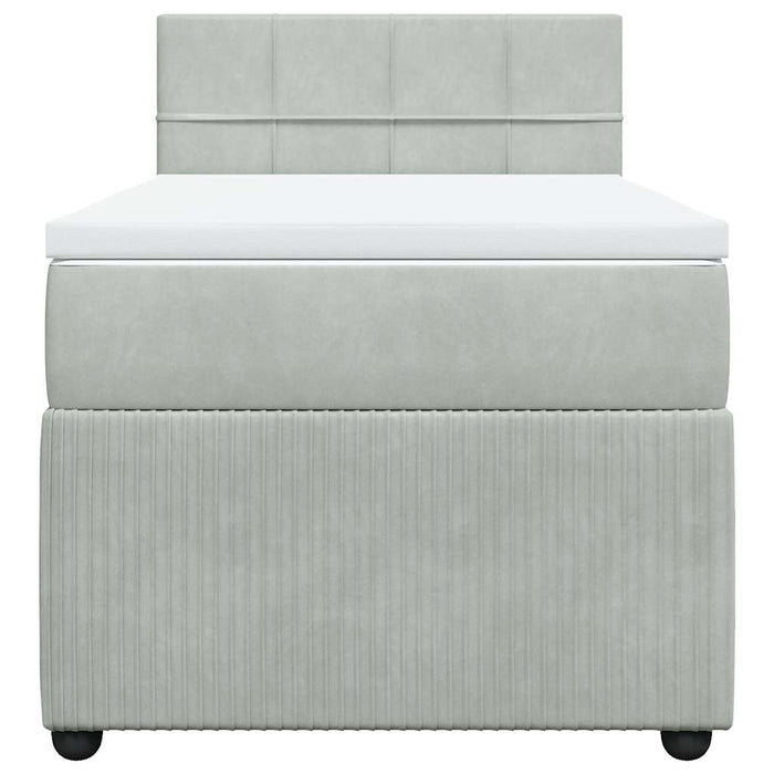 Pat continental cu saltea, gri deschis, 80x200 cm, catifea - WALTI WALTI
