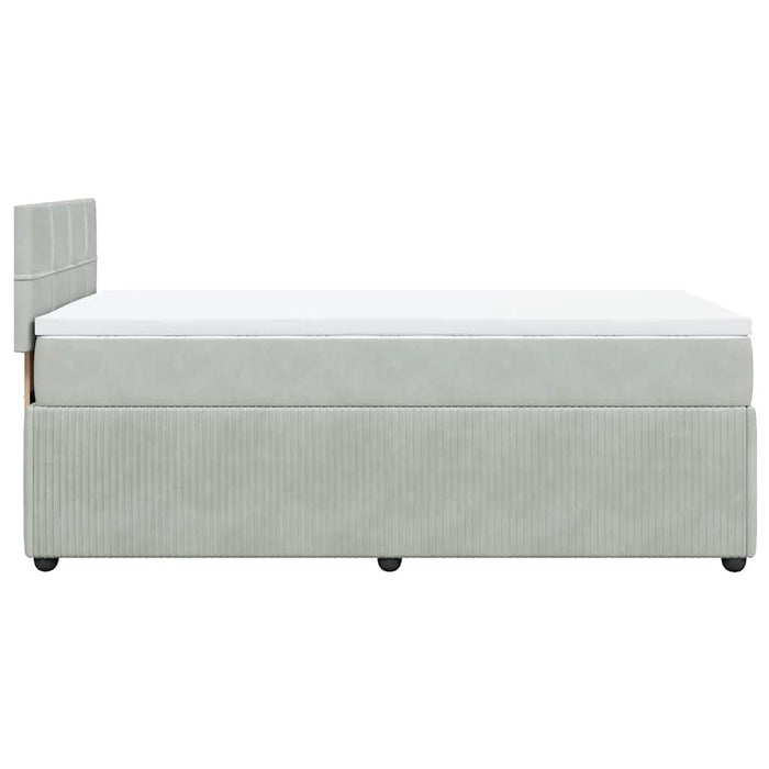 Pat continental cu saltea, gri deschis, 80x200 cm, catifea - WALTI WALTI