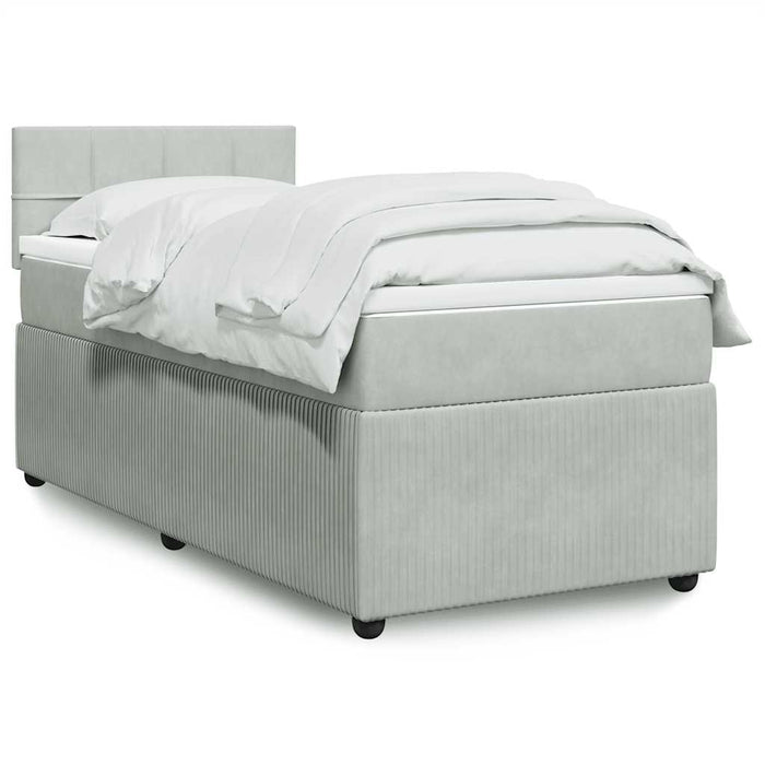 Pat continental cu saltea, gri deschis, 80x200 cm, catifea - WALTI WALTI