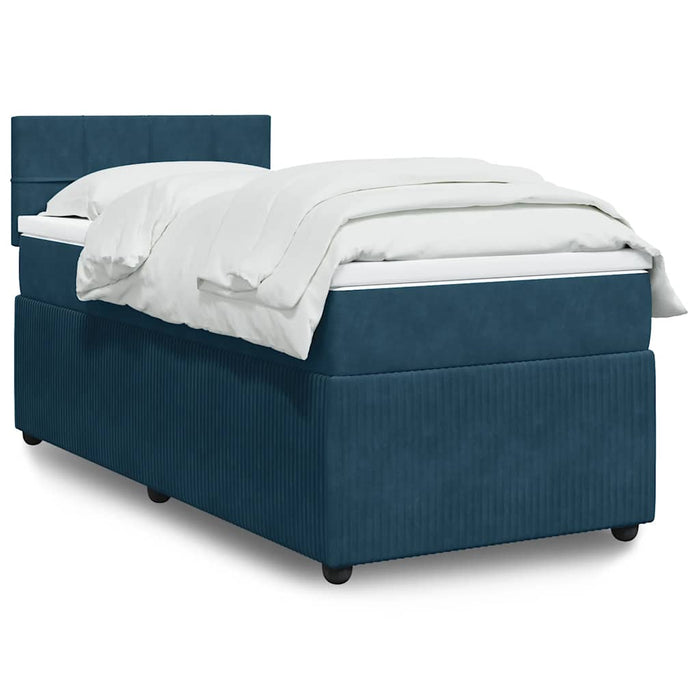 Pat continental cu saltea, albastru, 80x200 cm, catifea WALTI