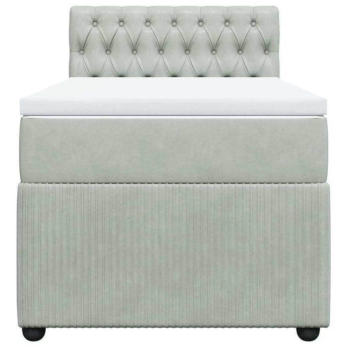 Pat continental cu saltea, gri deschis, 80x200 cm, catifea - WALTI WALTI