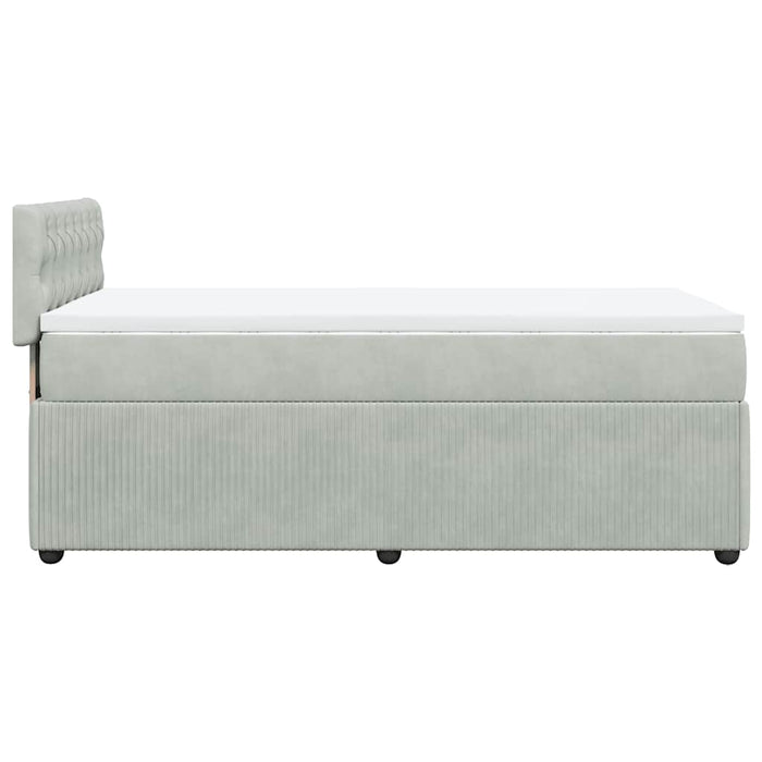 Pat continental cu saltea, gri deschis, 80x200 cm, catifea - WALTI WALTI