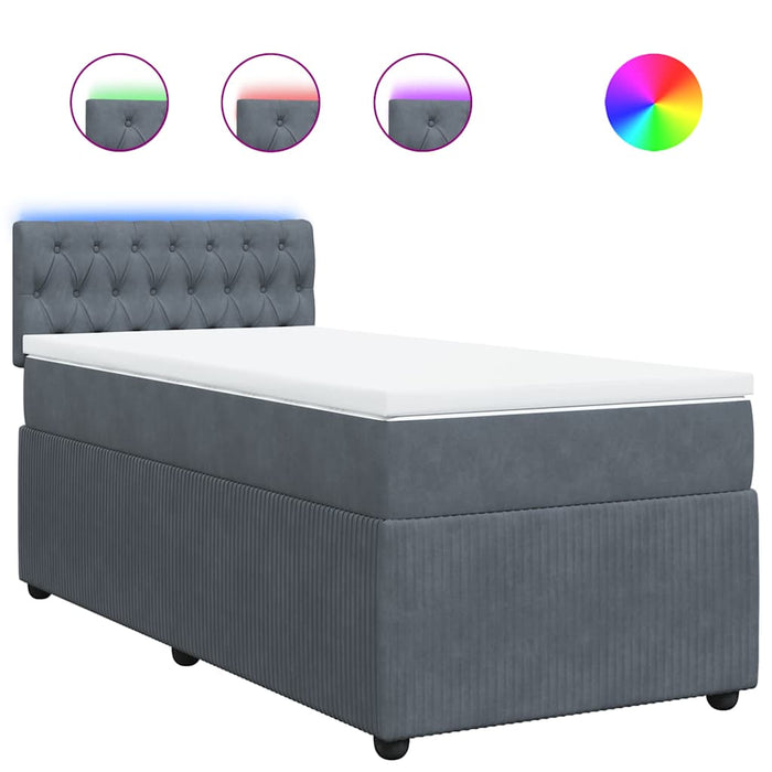 Pat box spring cu saltea, gri închis, 80x200 cm, catifea - WALTI WALTI