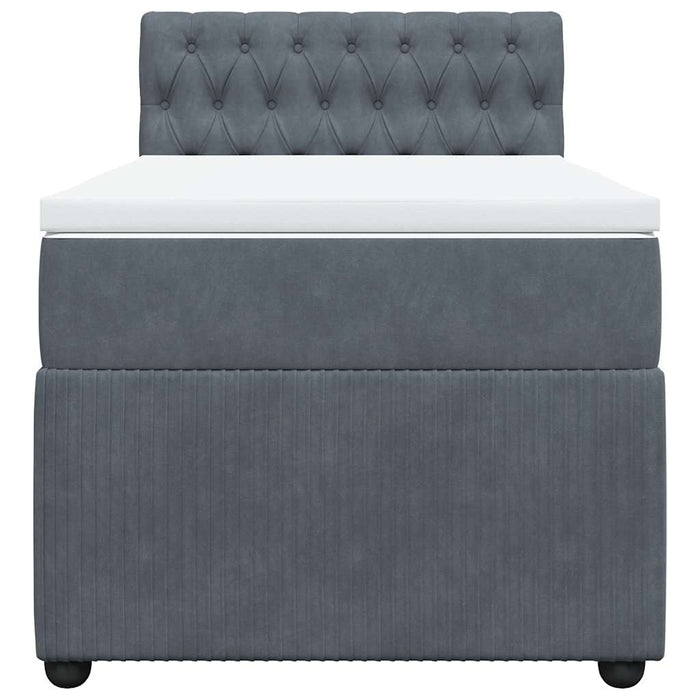 Pat box spring cu saltea, gri închis, 80x200 cm, catifea - WALTI WALTI