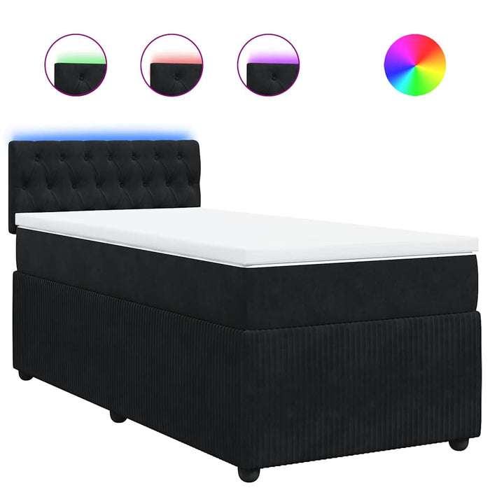 Pat box spring cu saltea, negru, 80x200 cm, catifea - WALTI WALTI