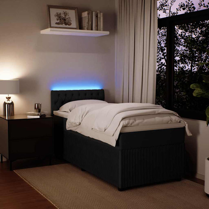 Pat box spring cu saltea, negru, 80x200 cm, catifea - WALTI WALTI