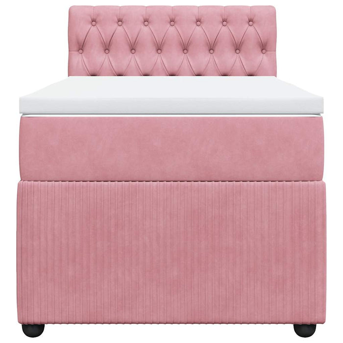 Pat box spring cu saltea, roz, 80x200 cm, catifea - WALTI WALTI