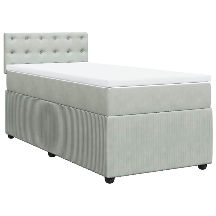 Pat continental cu saltea, gri deschis, 80x200 cm, catifea - WALTI WALTI