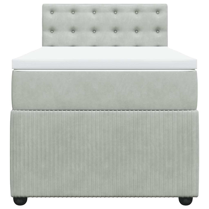 Pat continental cu saltea, gri deschis, 80x200 cm, catifea - WALTI WALTI