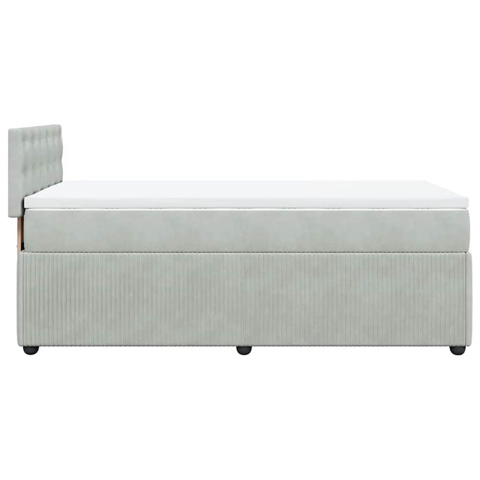 Pat continental cu saltea, gri deschis, 80x200 cm, catifea - WALTI WALTI