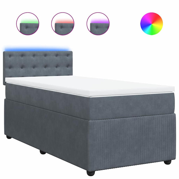 Pat box spring cu saltea, gri închis, 80x200 cm, catifea - WALTI WALTI