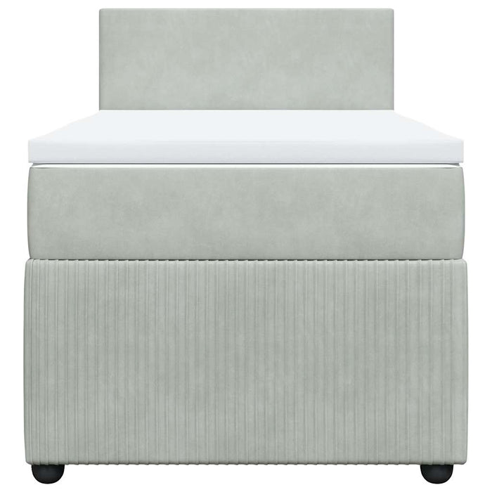 Pat box spring cu saltea, gri deschis, 90x190 cm, catifea - WALTI WALTI