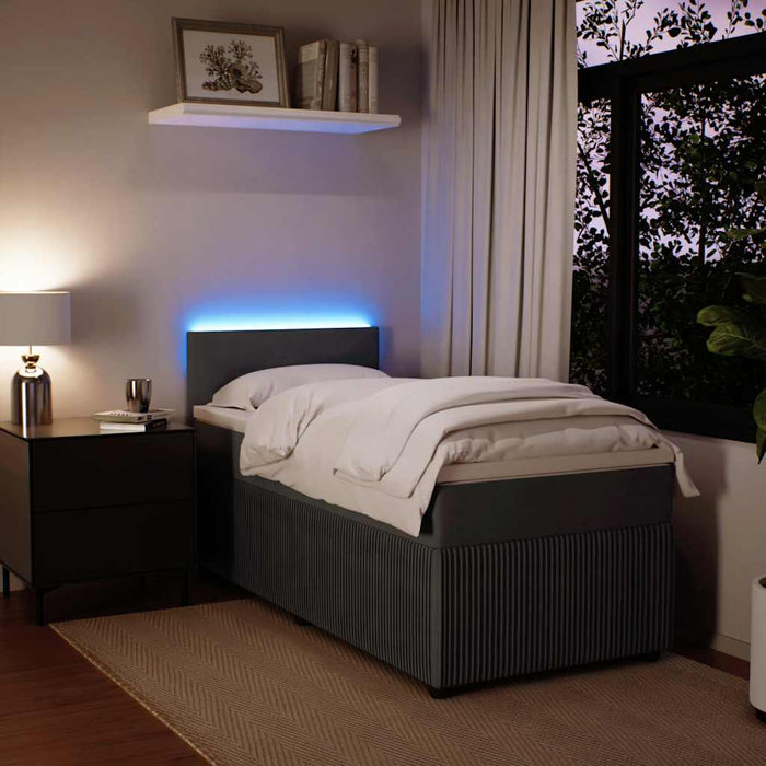 Pat box spring cu saltea, gri închis, 90x190 cm, catifea - WALTI WALTI