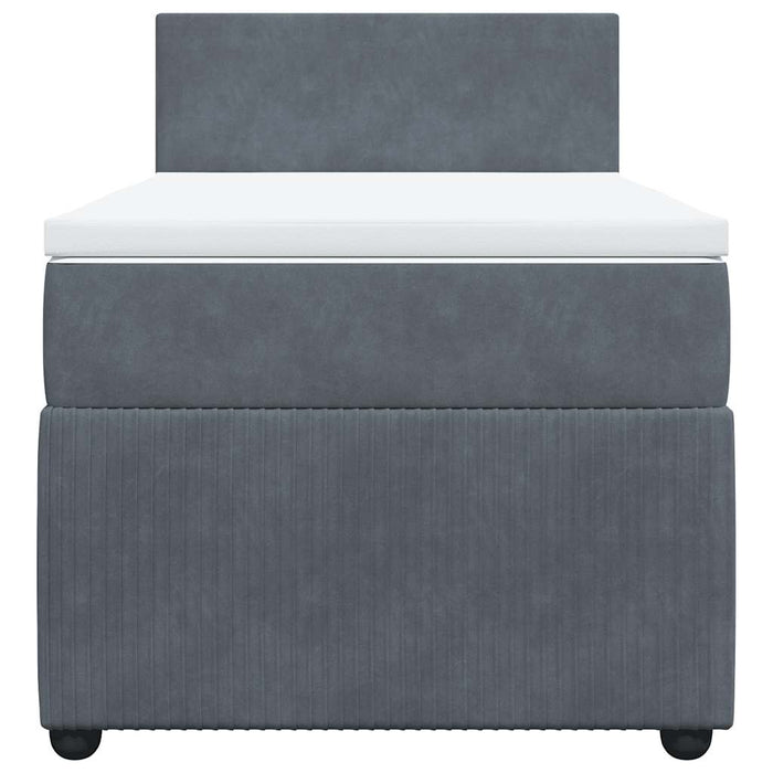 Pat box spring cu saltea, gri închis, 90x190 cm, catifea - WALTI WALTI