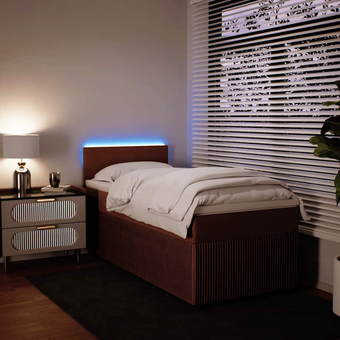 Pat box spring cu saltea, roz, 90x190 cm, catifea - WALTI WALTI