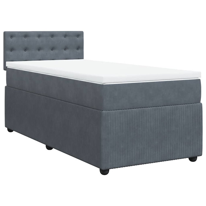 Pat box spring cu saltea, gri închis, 90x190 cm, catifea - WALTI WALTI