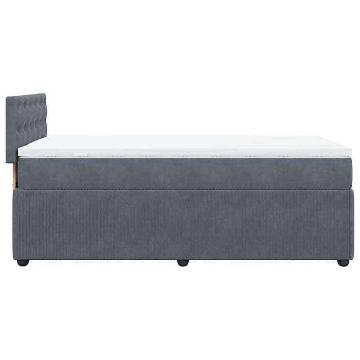 Pat box spring cu saltea, gri închis, 90x190 cm, catifea - WALTI WALTI
