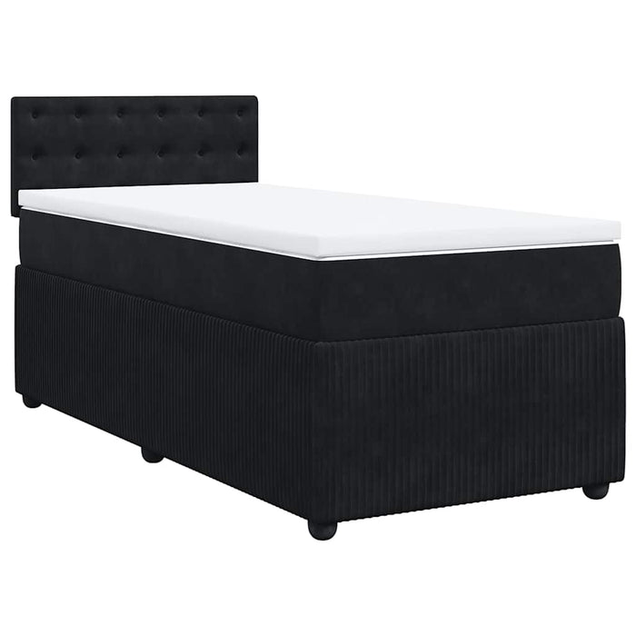 Pat box spring cu saltea, negru, 90x190 cm, catifea - WALTI WALTI