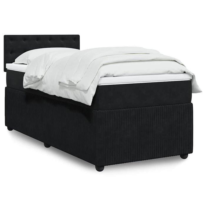 Pat box spring cu saltea, negru, 90x190 cm, catifea - WALTI WALTI