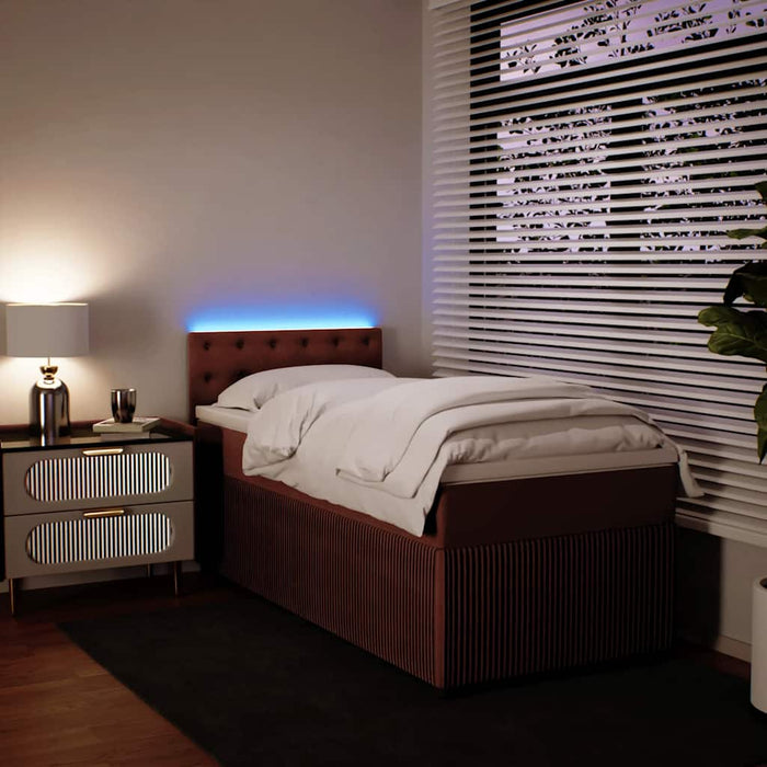 Pat box spring cu saltea, roz, 90x190 cm, catifea WALTI