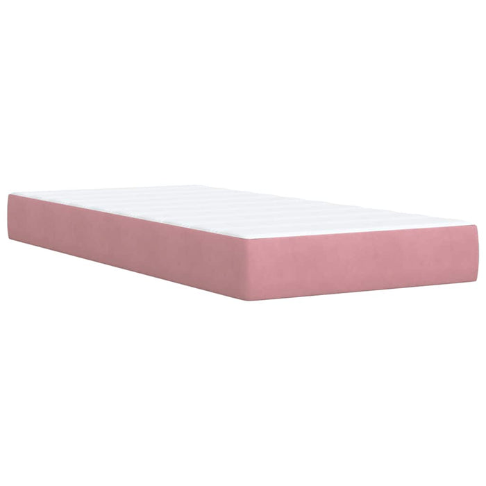 Pat box spring cu saltea, roz, 90x190 cm, catifea WALTI