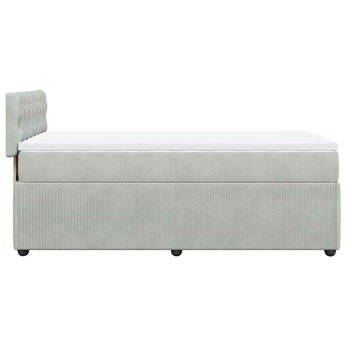 Pat box spring cu saltea, gri deschis, 90x190 cm, catifea - WALTI WALTI