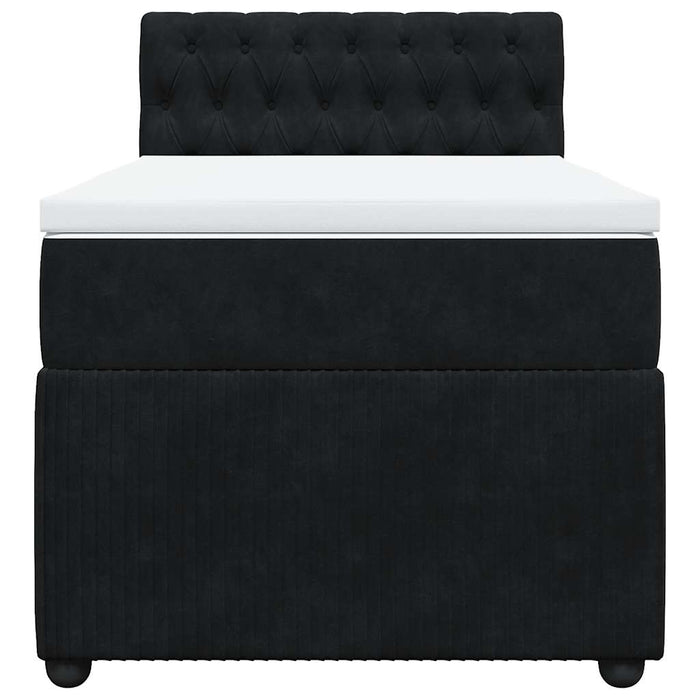 Pat box spring cu saltea, negru, 90x190 cm, catifea - WALTI WALTI