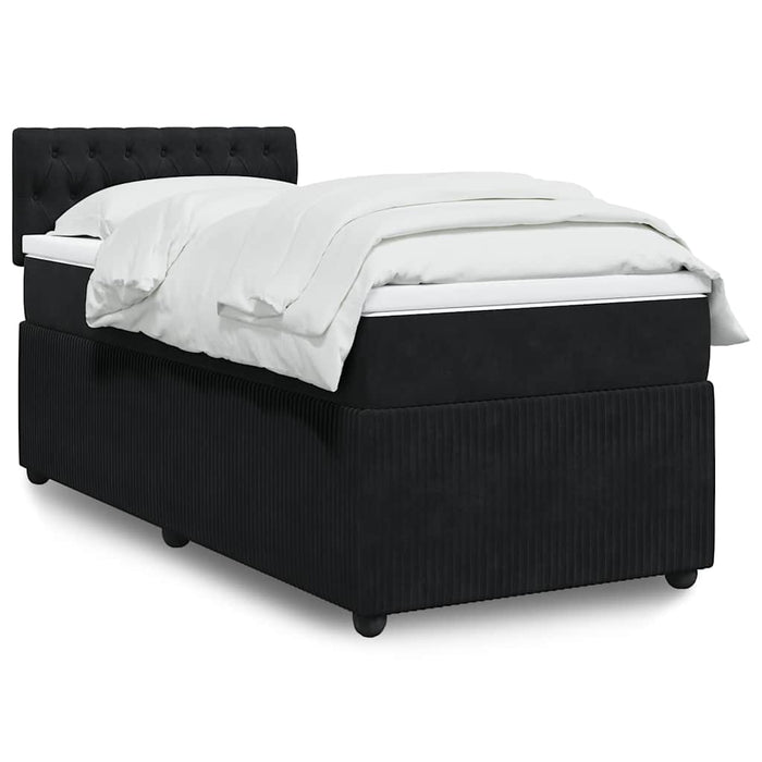Pat box spring cu saltea, negru, 90x190 cm, catifea - WALTI WALTI
