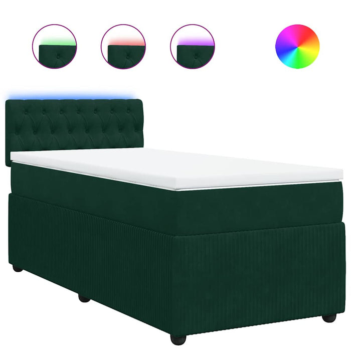 Pat box spring cu saltea, verde închis, 90x190 cm, catifea - WALTI WALTI