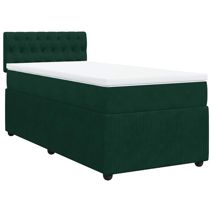 Pat box spring cu saltea, verde închis, 90x190 cm, catifea - WALTI WALTI