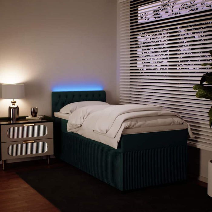 Pat box spring cu saltea, verde închis, 90x190 cm, catifea - WALTI WALTI