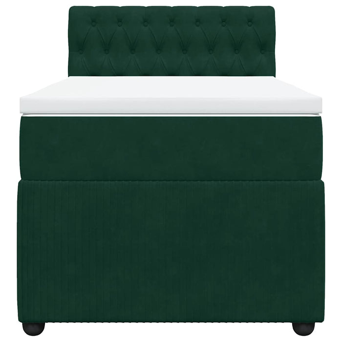 Pat box spring cu saltea, verde închis, 90x190 cm, catifea - WALTI WALTI