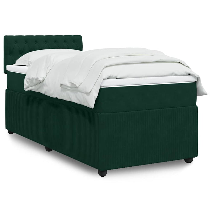 Pat box spring cu saltea, verde închis, 90x190 cm, catifea - WALTI WALTI