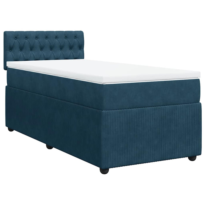 Pat box spring cu saltea, albastru, 90x190 cm, catifea - WALTI WALTI