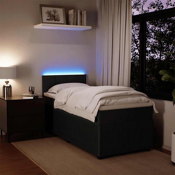 Pat box spring cu saltea, negru, 90x190 cm, catifea - WALTI WALTI