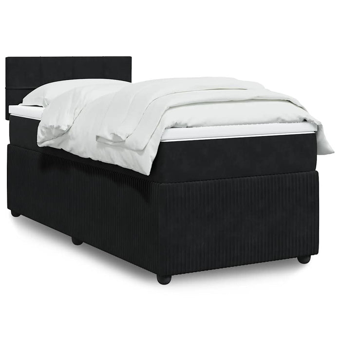 Pat box spring cu saltea, negru, 90x190 cm, catifea - WALTI WALTI