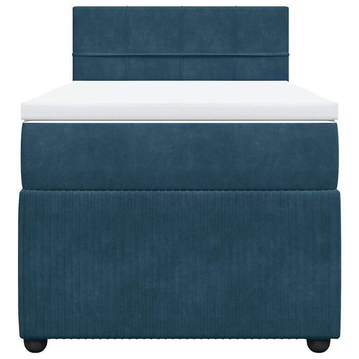 Pat box spring cu saltea, albastru, 90x190 cm, catifea - WALTI WALTI