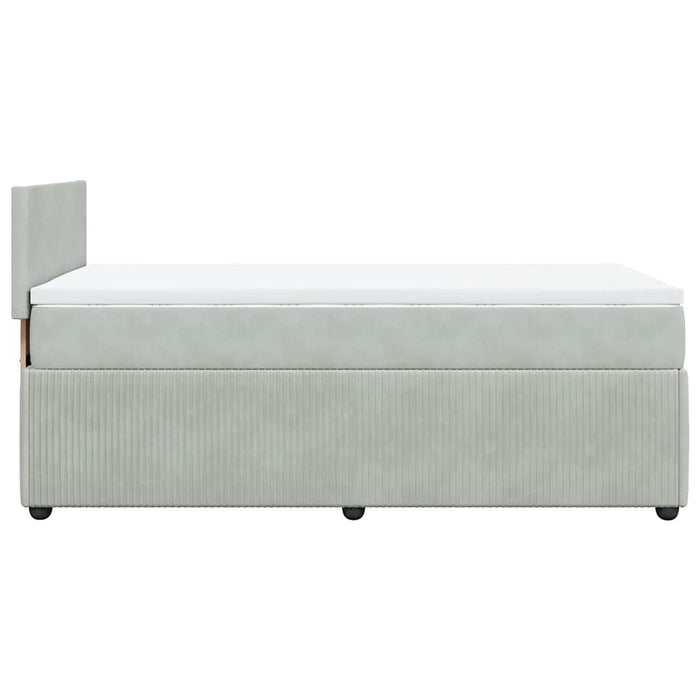 Pat box spring cu saltea, gri deschis, 90x200 cm, catifea - WALTI WALTI
