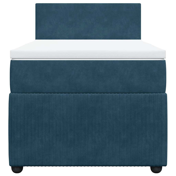 Pat box spring cu saltea, albastru, 90x200 cm, catifea - WALTI WALTI