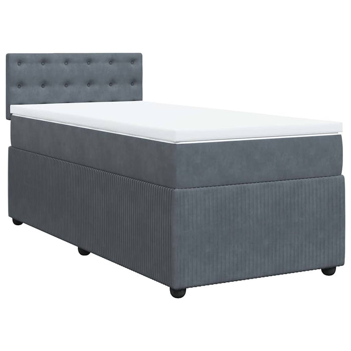 Pat box spring cu saltea, gri închis, 90x200 cm, catifea - WALTI WALTI