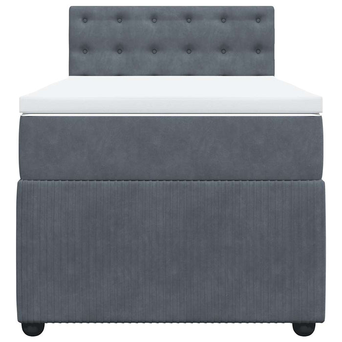 Pat box spring cu saltea, gri închis, 90x200 cm, catifea - WALTI WALTI