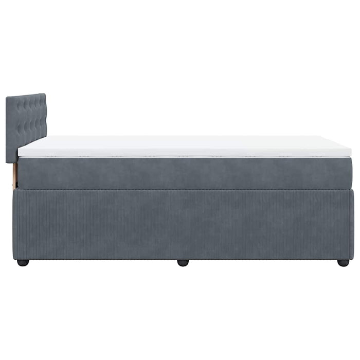 Pat box spring cu saltea, gri închis, 90x200 cm, catifea - WALTI WALTI
