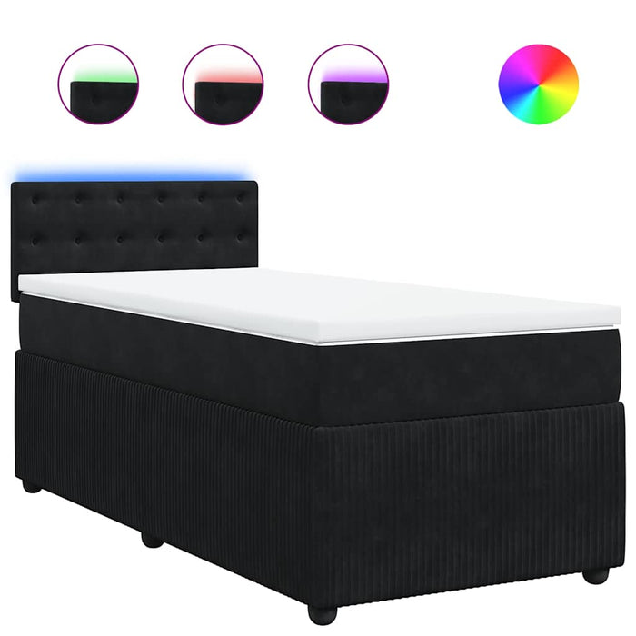 Pat box spring cu saltea, negru, 90x200 cm, catifea - WALTI WALTI